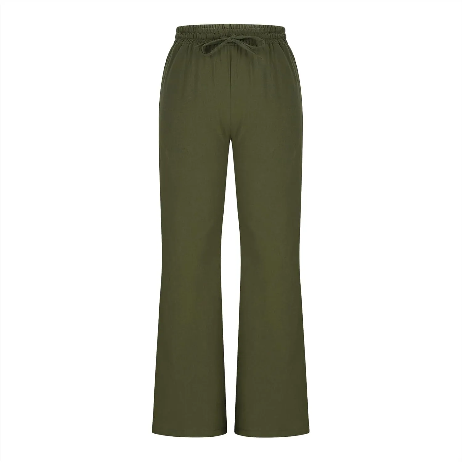 Women's Pants Casual Elastic High Waist Drawstring Lounge Trousers Wide Leg Flare Pant Summer Office Slacks