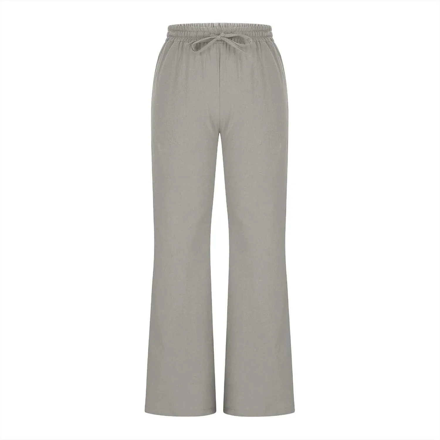 Women's Pants Casual Elastic High Waist Drawstring Lounge Trousers Wide Leg Flare Pant Summer Office Slacks