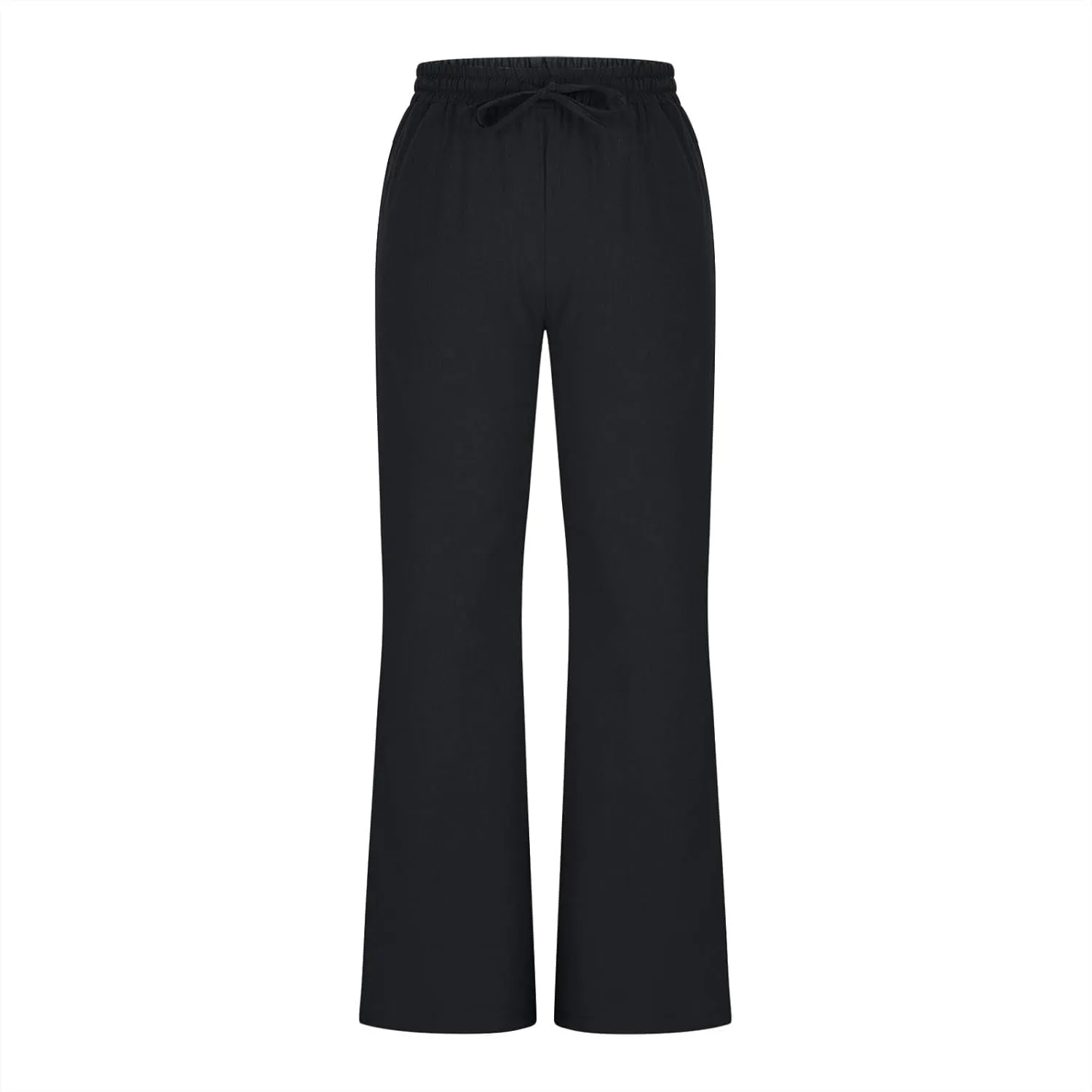 Women's Pants Casual Elastic High Waist Drawstring Lounge Trousers Wide Leg Flare Pant Summer Office Slacks