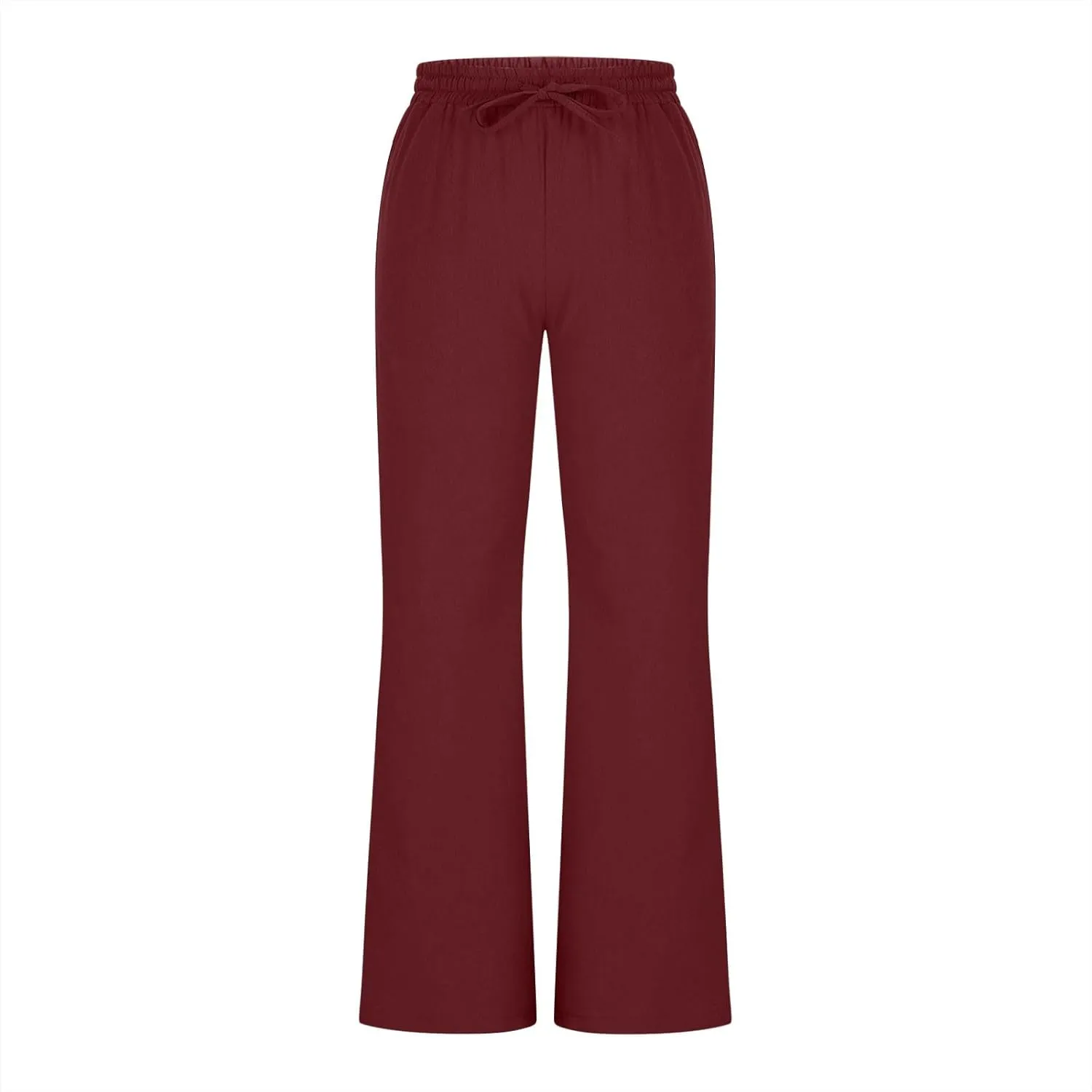 Women's Pants Casual Elastic High Waist Drawstring Lounge Trousers Wide Leg Flare Pant Summer Office Slacks