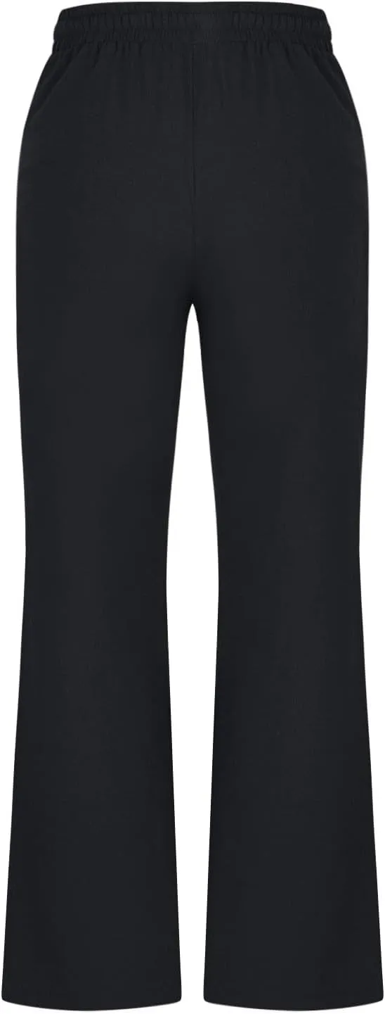 Women's Pants Casual Elastic High Waist Drawstring Lounge Trousers Wide Leg Flare Pant Summer Office Slacks