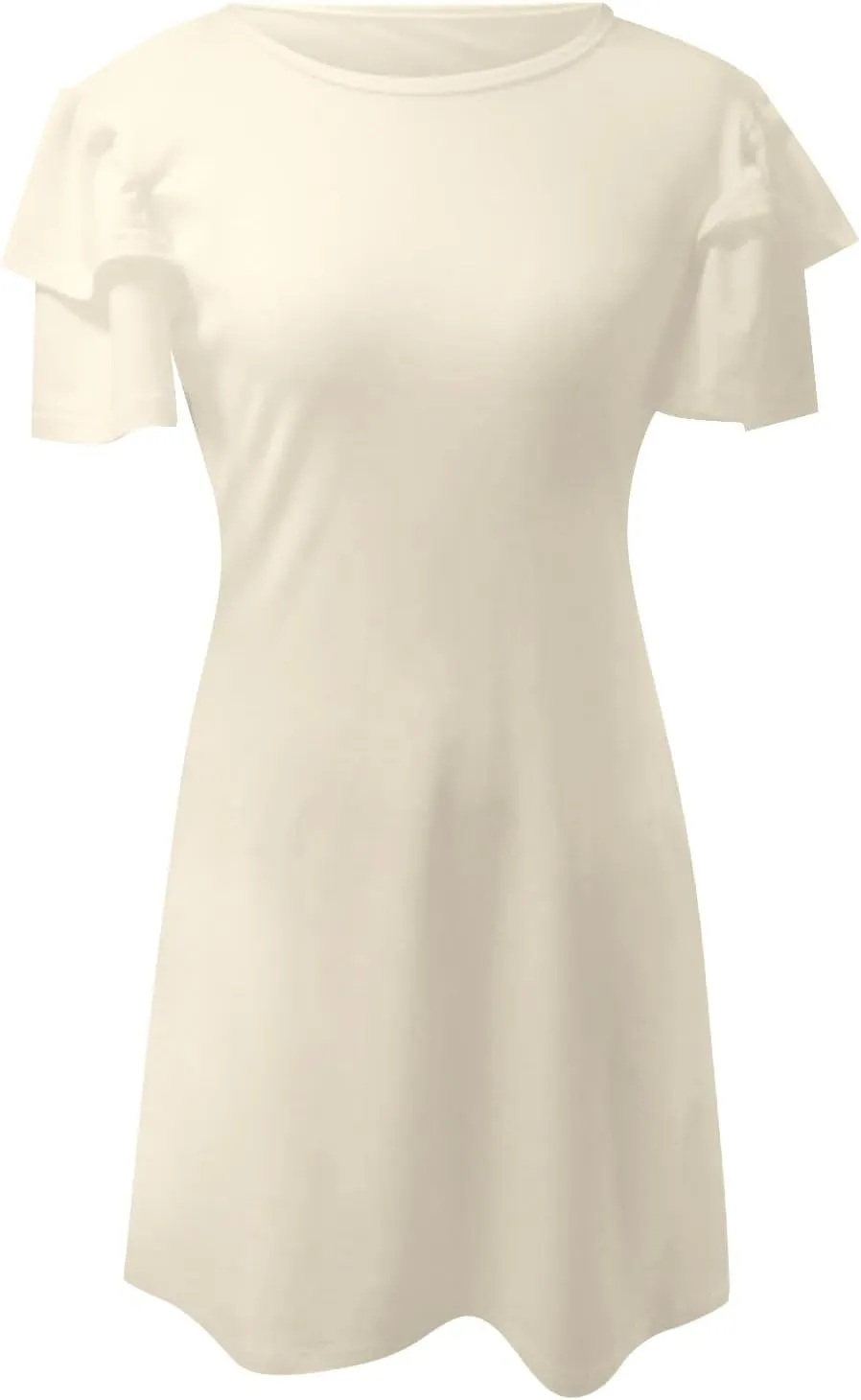 Womens Ruffle Sleeve Elegant Wedding Mini Dress High Waisted Slim Solid Sundress with Pocket 2024 Summer A-Line Beach Dresses