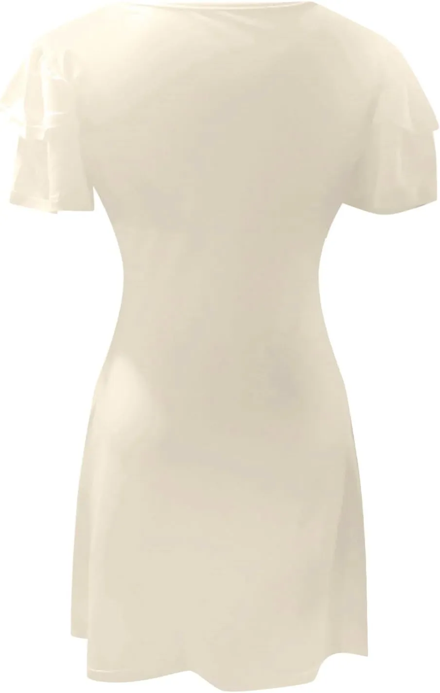 Womens Ruffle Sleeve Elegant Wedding Mini Dress High Waisted Slim Solid Sundress with Pocket 2024 Summer A-Line Beach Dresses