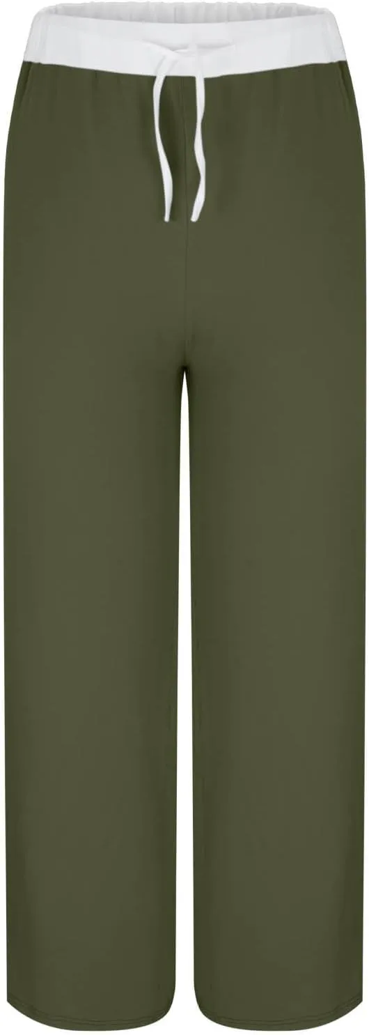 Women's Sweatpants Fashion Drawstring High Waist Lounge Pants with Pockets Summer Wide Leg Athletic Workout Trousers