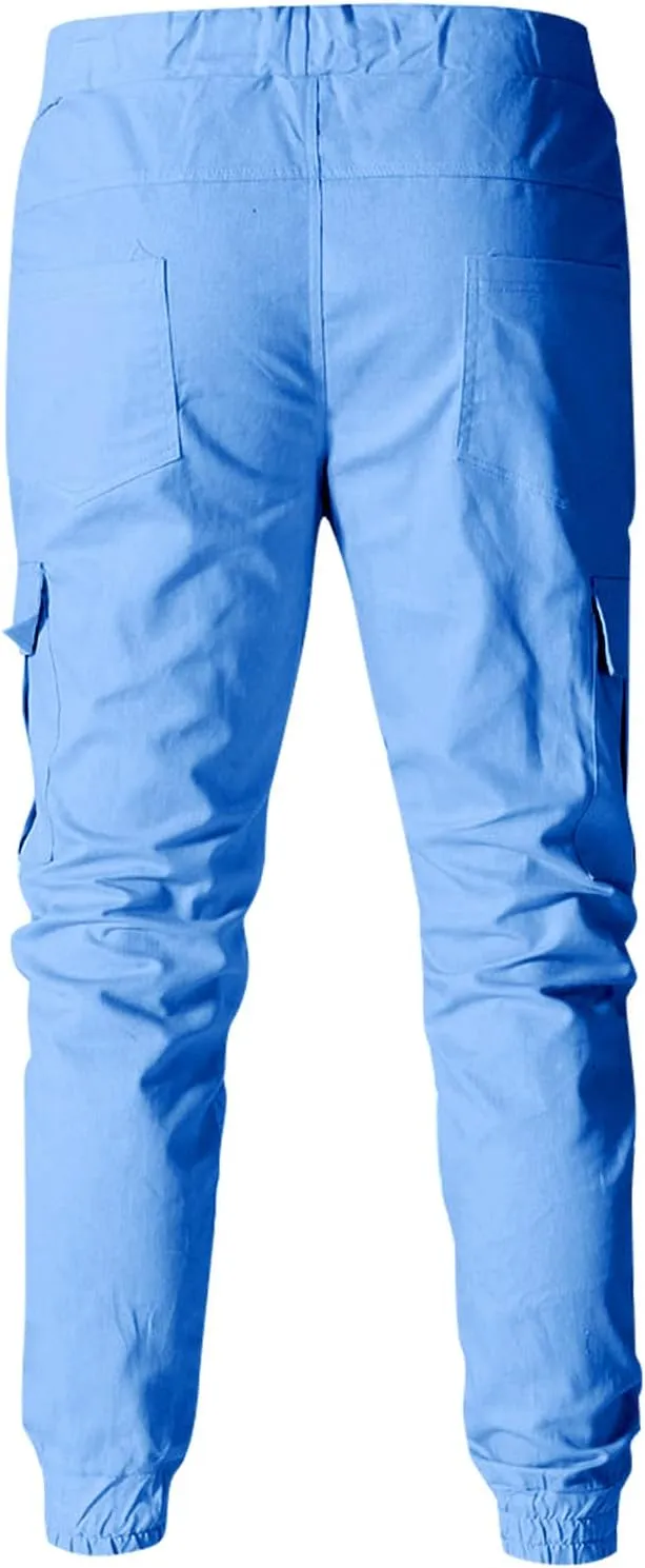 Ymosrh Khaki Cargo Pants for Men Jeans Solid Color Ripped Holes Frayed Gradient Washed Trousers Slim Fit Chinos