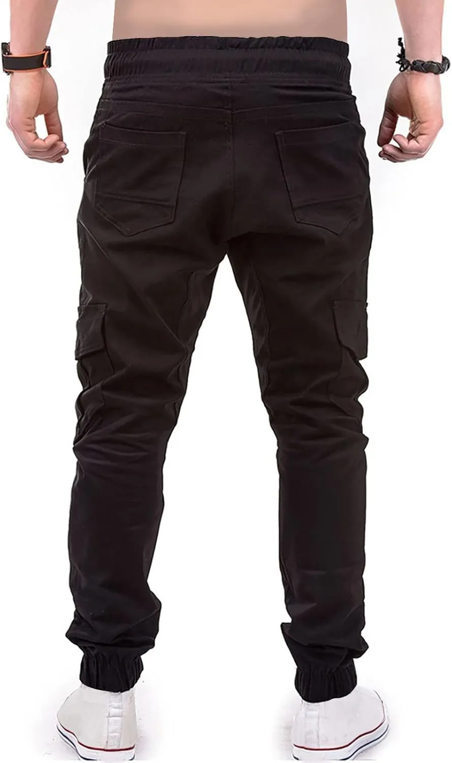 Ymosrh Khaki Cargo Pants for Men Jeans Solid Color Ripped Holes Frayed Gradient Washed Trousers Slim Fit Chinos