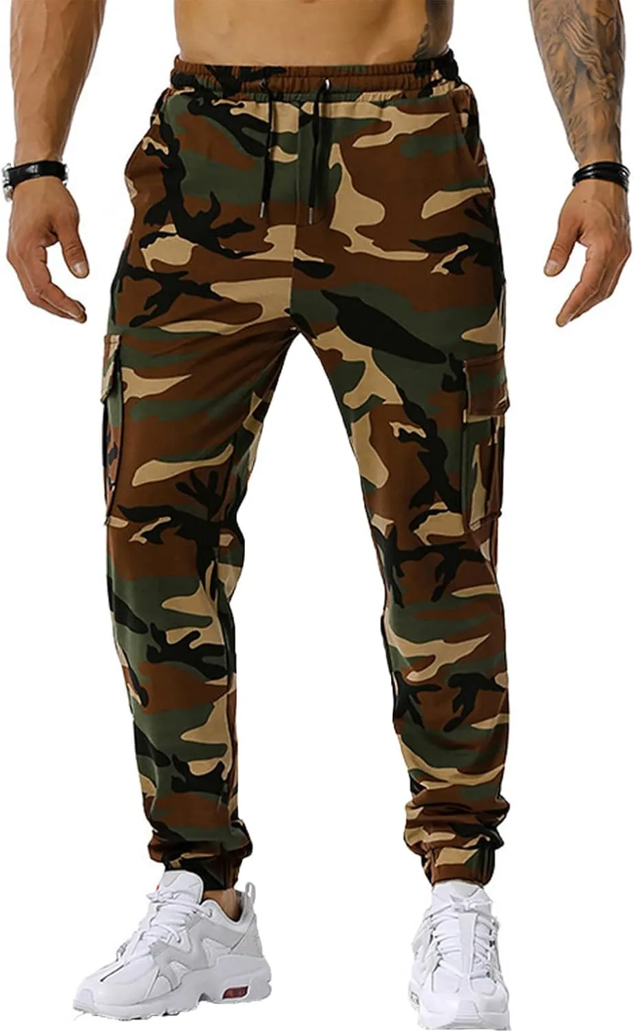 Ymosrh Khaki Cargo Pants for Men Jeans Solid Color Ripped Holes Frayed Gradient Washed Trousers Slim Fit Chinos