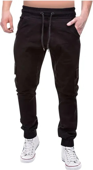 Ymosrh Khaki Cargo Pants for Men Jeans Solid Color Ripped Holes Frayed Gradient Washed Trousers Slim Fit Chinos