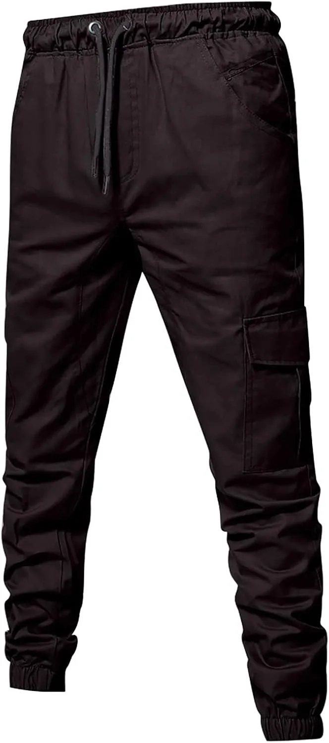 Ymosrh Khaki Cargo Pants for Men Jeans Solid Color Ripped Holes Frayed Gradient Washed Trousers Slim Fit Chinos